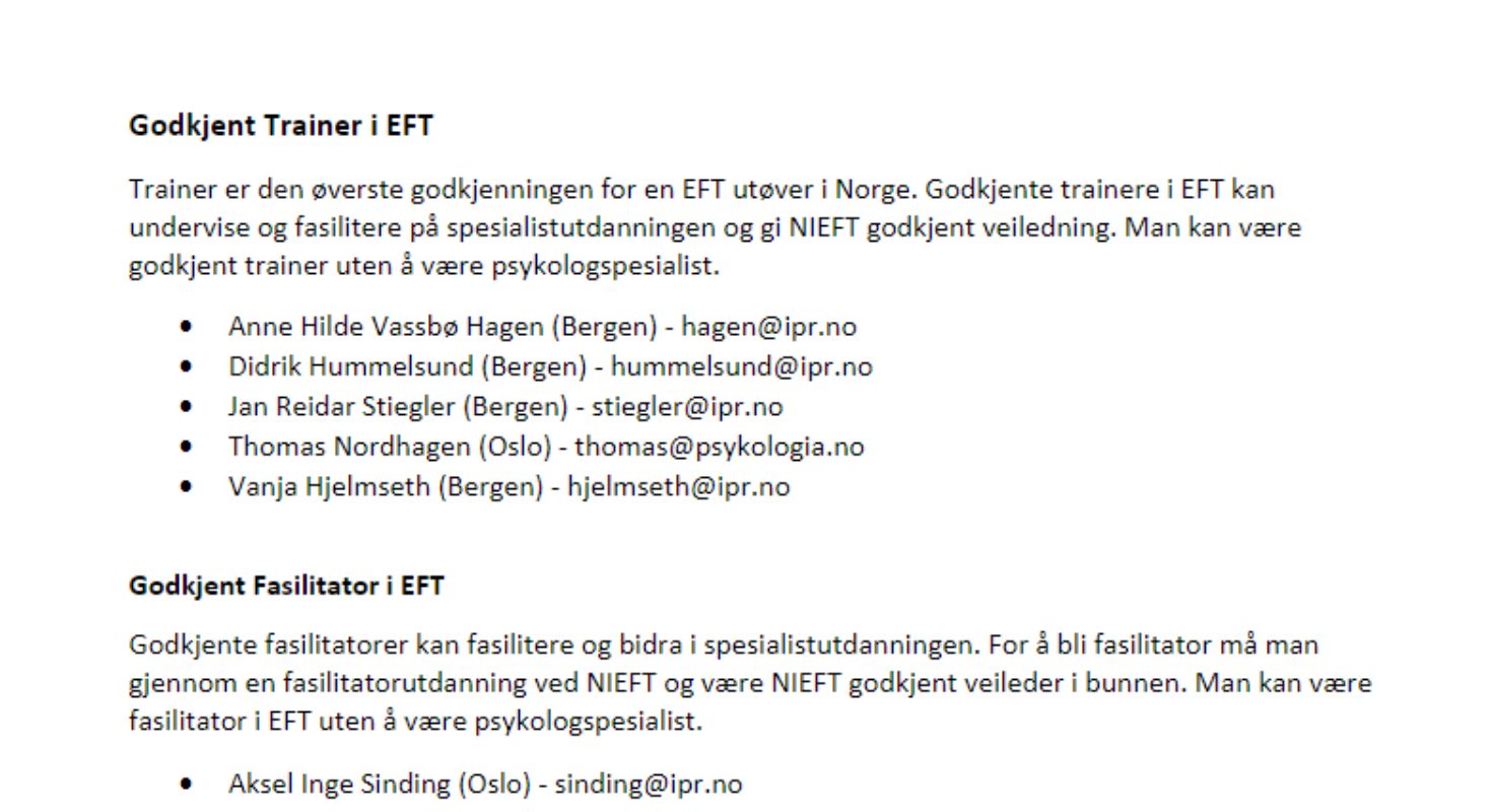 Godkjent trainer i EFT